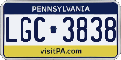 PA license plate LGC3838