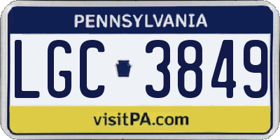 PA license plate LGC3849