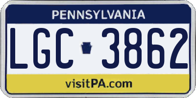 PA license plate LGC3862
