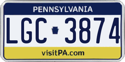 PA license plate LGC3874