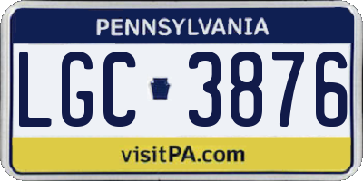 PA license plate LGC3876