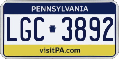 PA license plate LGC3892