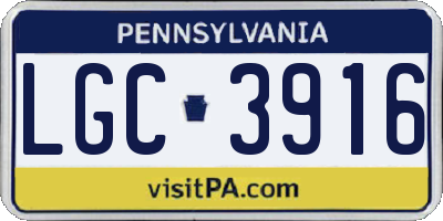 PA license plate LGC3916
