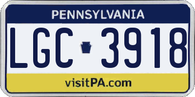 PA license plate LGC3918