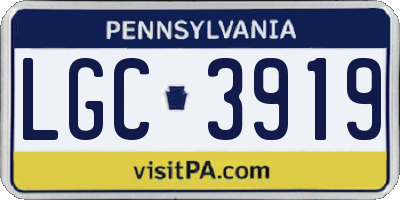 PA license plate LGC3919
