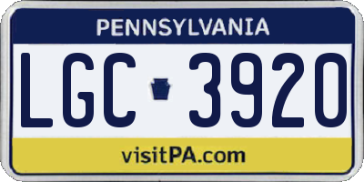 PA license plate LGC3920
