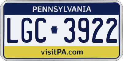 PA license plate LGC3922