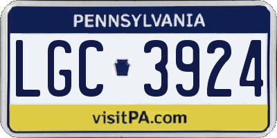 PA license plate LGC3924