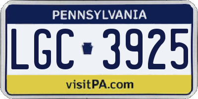 PA license plate LGC3925