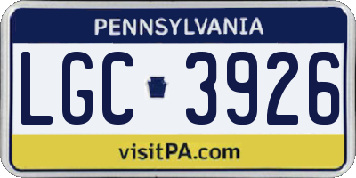 PA license plate LGC3926