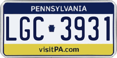 PA license plate LGC3931