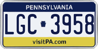 PA license plate LGC3958