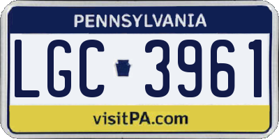 PA license plate LGC3961