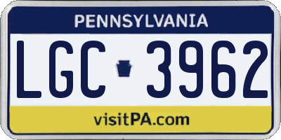 PA license plate LGC3962