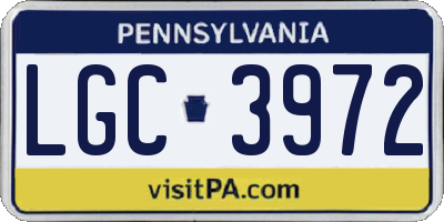 PA license plate LGC3972