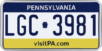 PA license plate LGC3981