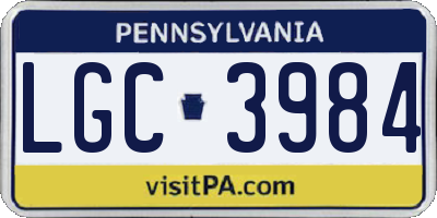 PA license plate LGC3984