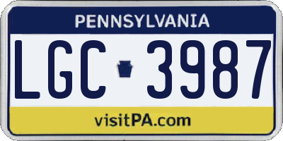 PA license plate LGC3987