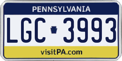 PA license plate LGC3993