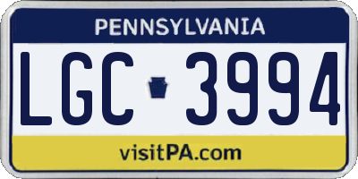 PA license plate LGC3994