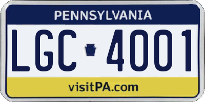 PA license plate LGC4001