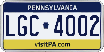 PA license plate LGC4002