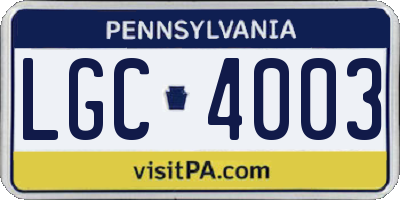 PA license plate LGC4003