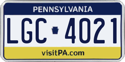 PA license plate LGC4021