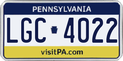 PA license plate LGC4022