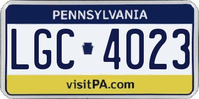 PA license plate LGC4023