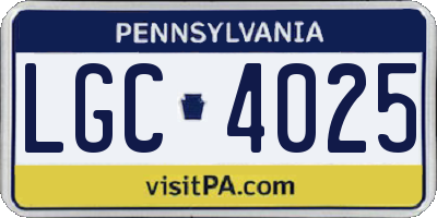 PA license plate LGC4025