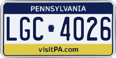 PA license plate LGC4026