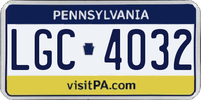 PA license plate LGC4032
