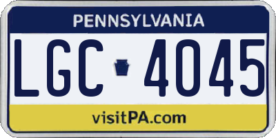 PA license plate LGC4045