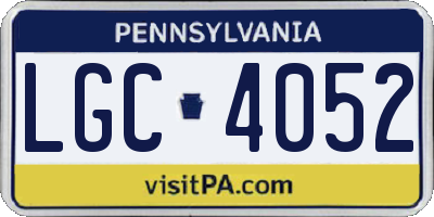 PA license plate LGC4052