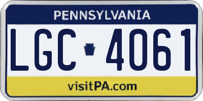 PA license plate LGC4061