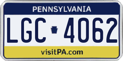 PA license plate LGC4062