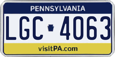 PA license plate LGC4063
