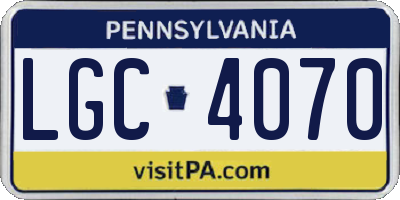 PA license plate LGC4070
