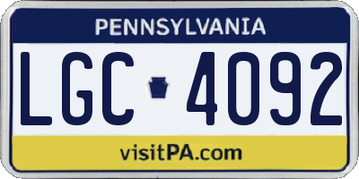 PA license plate LGC4092