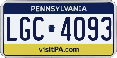 PA license plate LGC4093