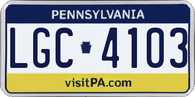 PA license plate LGC4103