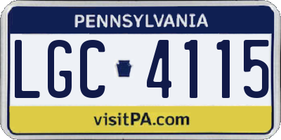 PA license plate LGC4115
