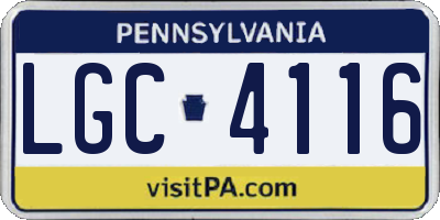 PA license plate LGC4116
