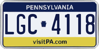 PA license plate LGC4118