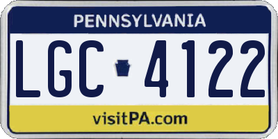 PA license plate LGC4122