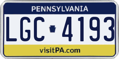 PA license plate LGC4193