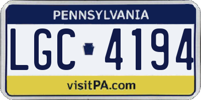 PA license plate LGC4194
