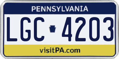 PA license plate LGC4203