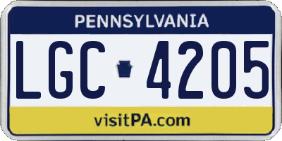 PA license plate LGC4205